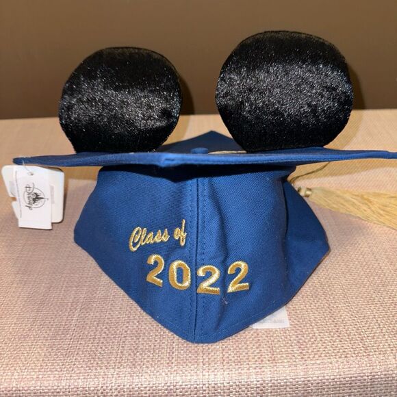 Disney Parks Mickey Mouse Ear Tassel Graduation Cap 2022 Gold Blue NWT - Picture 1 of 6